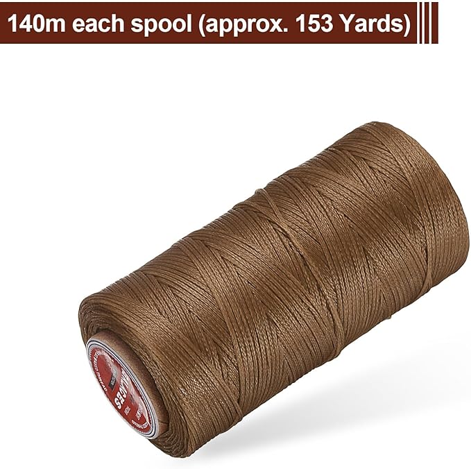 uxcell Flat Leather Sewing Waxed Thread, 140m / 153 Yards Polyester Wax String - Image 3