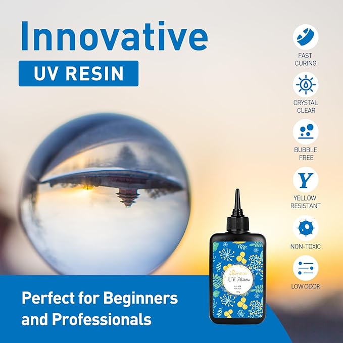 Bsrezn 200g UV Resin Kit with Light, Crystal Clear Solar Activated UV Epoxy - Image 2