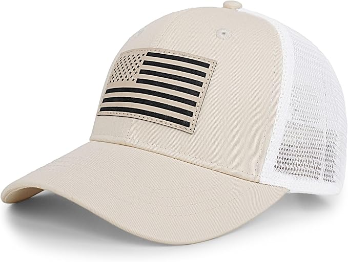 American Flag Trucker Hat - Snapback Hats for Men Women Baseball Cap - Breathable Mesh & Adjustable Fit for Casual Wear