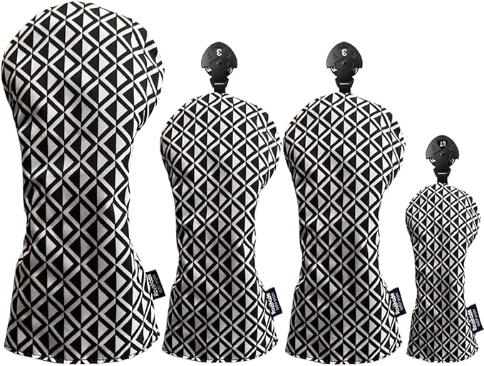 ROYMADE Golf Club Head Covers, 4-Piece Set,Waterproof Headcovers for Driver, Fairway Wood and Hybrid, with Interchangeable No. Tags 2/3/4/5/6/7/X Golf Accessories for Men Women