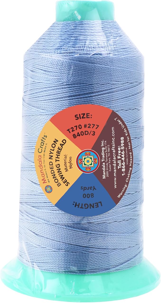 Mandala Crafts Bonded Nylon Thread Light Blue Heavy Duty Sewing Threads - Image 3