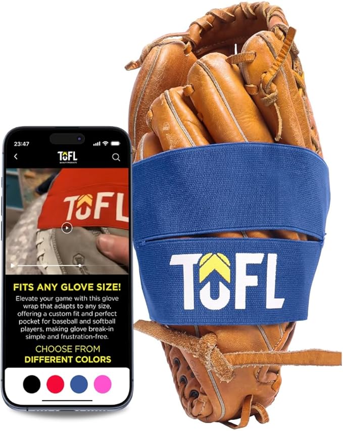 TOFL Baseball Glove Wrap Band for Mitt Shaping | Elastic Strap with Adjustable Closure for Pocket Forming & Storage | Youth & Adult Softball Mitt Care Accessory (Color & Quantity Options)