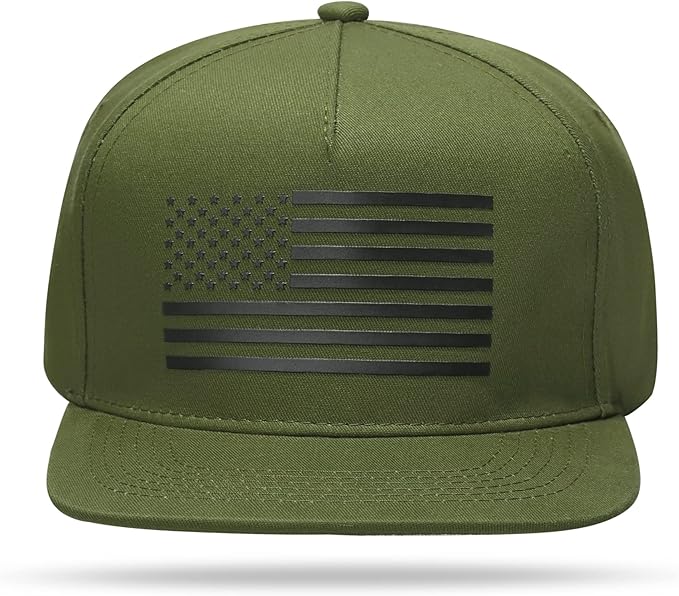 UALON Baseball Cap, Snapback Trucker Hat for Men & Women with American Flag and Adjustable, Breathable Mesh, Flat Bill Hats