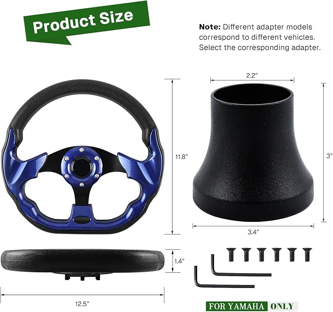 Golf Cart Accessories Steering Wheel D-bottom and Golf Adapter for YAMAHA Golf Carts Adapter Skid-(BLUE)