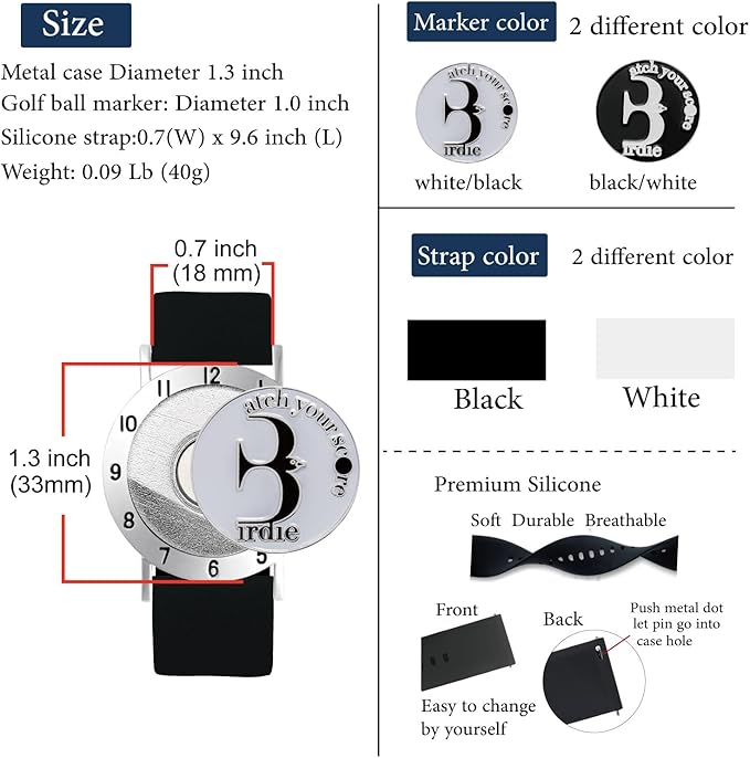Golf Ball Marker with Golf Stroke Counter Bracelet, Birdie Ball Marker, Golf Accessories for Men and Women, Golf Gifts for Men and Women
