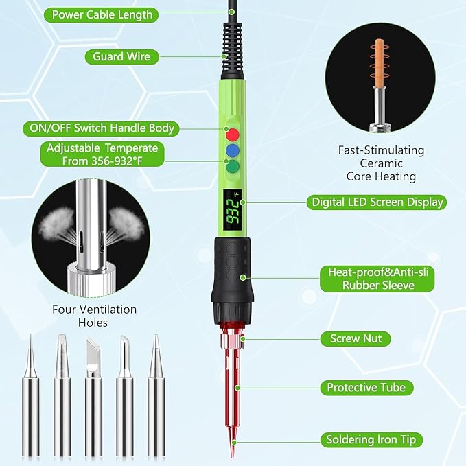 Soldering Iron Kit, 120W LED Digital Advanced Solder Iron Soldering Gun kit - Image 2