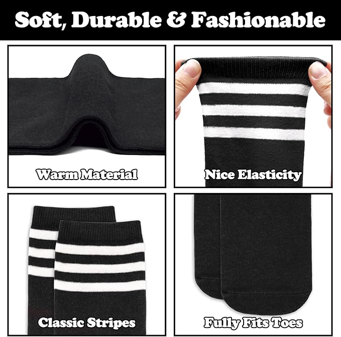 Sarfel Kids Soccer Socks Toddler Soccer Socks Girls Boys Soccer Socks Kids Tube Socks with Stripes Toddler Knee High Socks