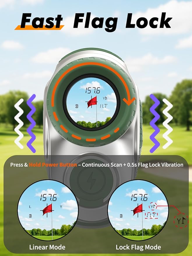 Magnetic Golf Rangefinder with Slope – 7X Magnification, 1300Y Range Finder Golf for All Levels, Fast Flag Lock Vibration, Rechargeable, Waterproof Golf Accessories for Men and Women