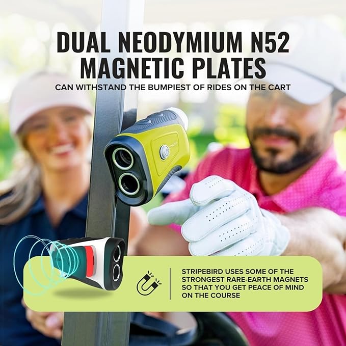 Pro Tour Golf Rangefinder with Slope - Range Finder Golf with Ultra-Strength Magnet - Laser Rangefinder with Slope Technology & Flag Pole Lock Vibration - Golf Range Finder