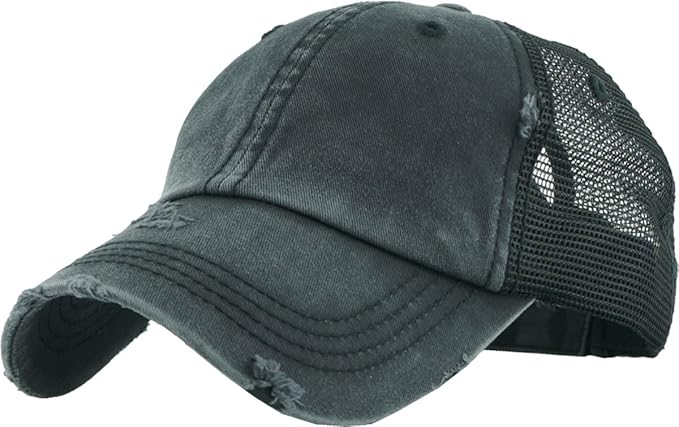 Classic Plain Ponytail Messy High Bun Headwear Adjustable Cotton Trucker Mesh Glitter Hat Baseball Cap