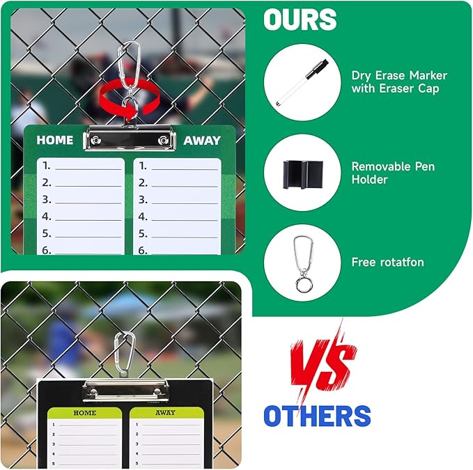 Dry Erase Coaches Clipboard， Reuse Baseball Dry Erase Coaching Board Double-Sided Baseball White Board for Coaches Writable and Erasable Coaching Board (Baseball)