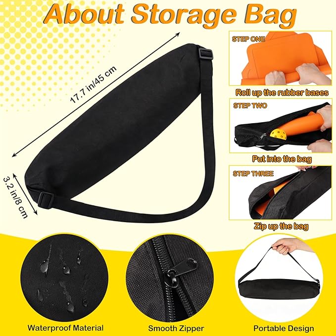 Mototo Rollable Baseball Base for Yard Practice Kit, 5 Baseball Home Plate Rubber Base with 6 Practice Soft Balls & Black Storage Bag, Throw Down Home Plate for Backyard, School Kickball, Tball