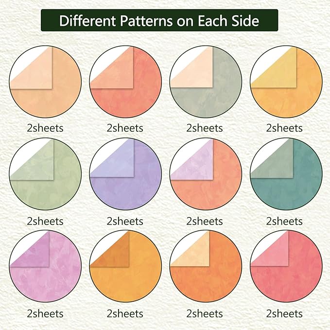 Scrapbook Paper 12x12 Solid Colors, 24 Sheets/24 Designs Double-Sided Colorful - Image 3