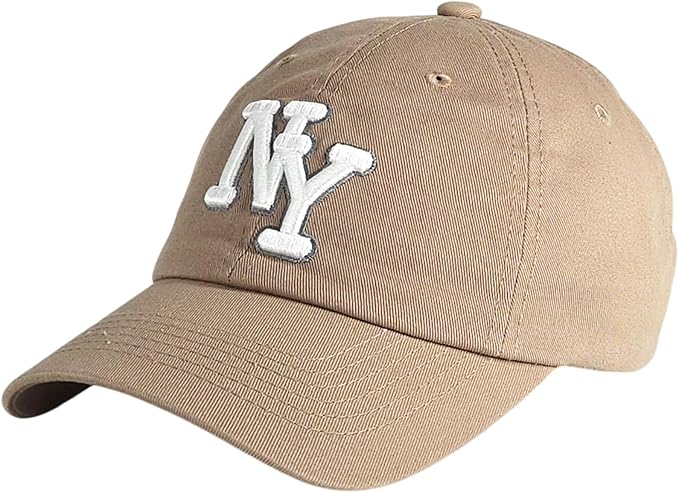 NY 3D Embroidered Cotton Dad Hat – New York Baseball Cap, Adjustable Metal Buckle Strap, Unstructured Low-Profile Style