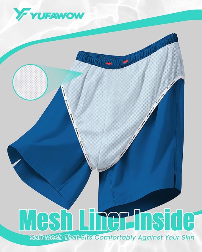 9 Inch Men Swim Trunks with Mesh Lining Quick Dry Breathable Pockets for Summer Beach Cruise Water Park Gym Running