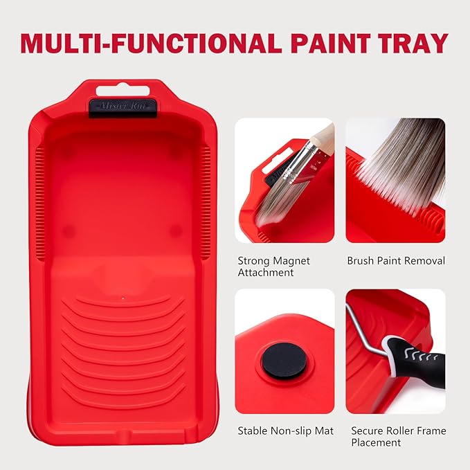 Mister Rui Paint Tray 4 Inch, 11 Pack, Small Paint Roller Tray, Plastic Tray - Image 2