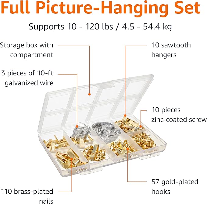 Amazon Basics Picture Hanging Hardware Assortment Kit, 220 Piece Set - Image 2