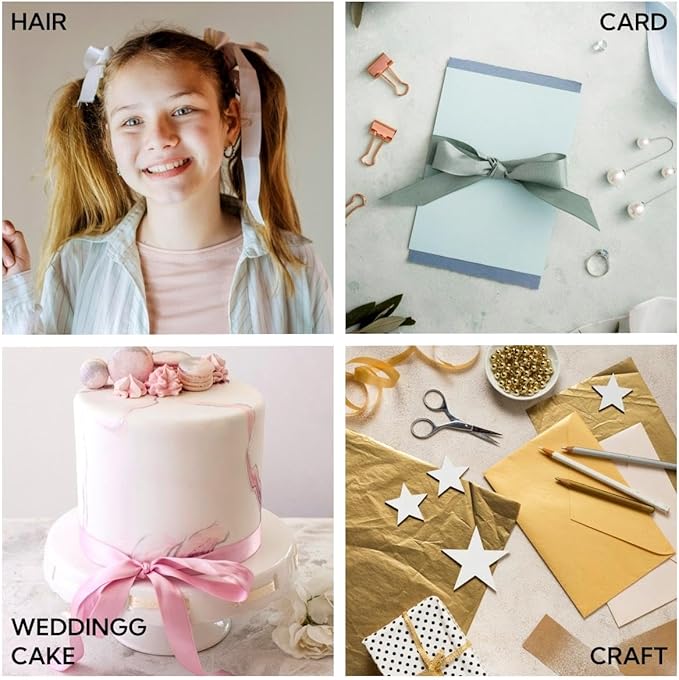 1 Inch 100 Yards Satin Ribbon White, Solid Color Fabric Ribbon - Image 5
