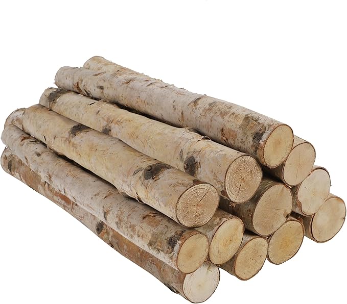 12 Pcs 16" Large White Birch Logs by Sancodee