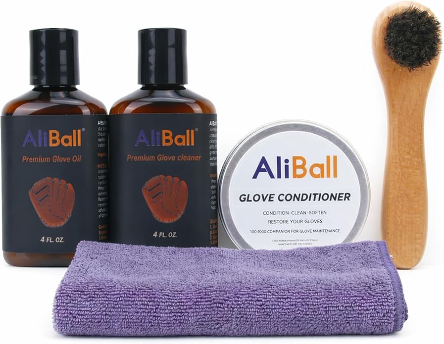 AliBall Ultimate Baseball Mitt Maintenance Kit | 8-Piece Cleaner, Oil, Brushes & Towels Combo