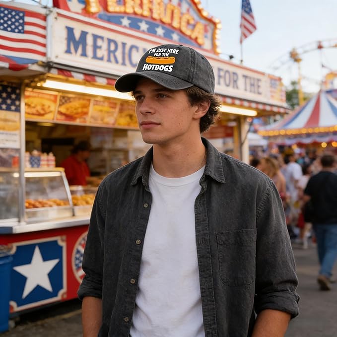 I'm JUST HERE for The Hotdogs Hats for Men Baseball Caps Trendy Washed Workout Hats Light Weight