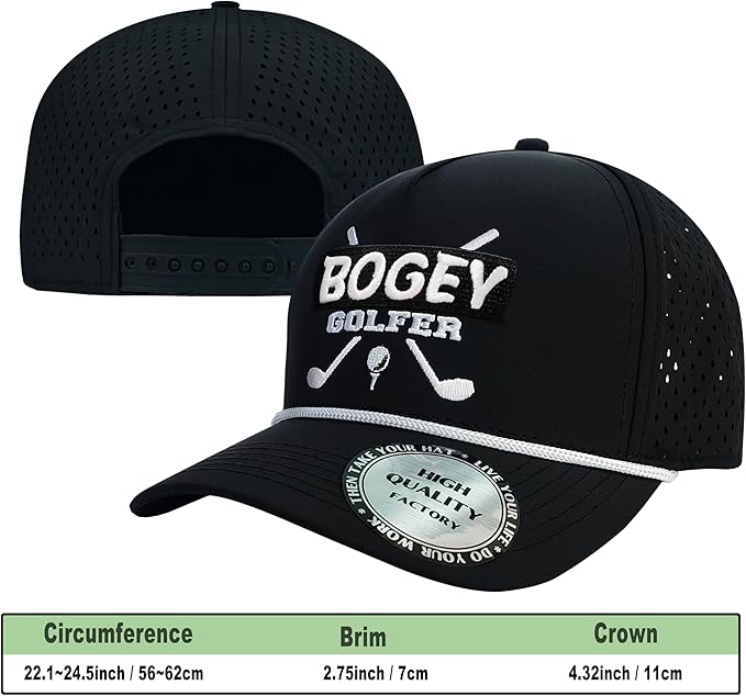 Funny Golf Hats Funny Golf Gifts for Men,Golf Rope Hat for Men,Legalize Mulligans - Black/White