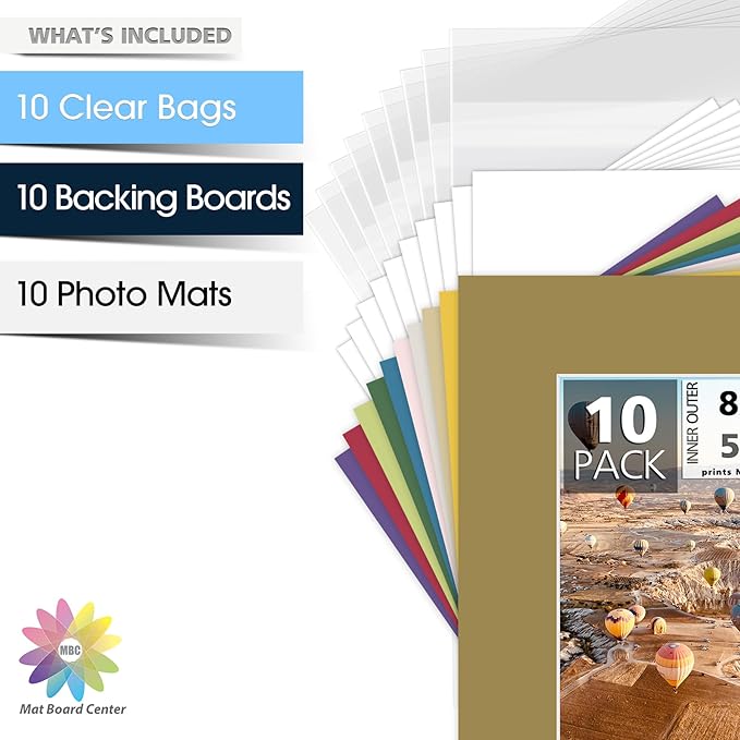 Mat Board Center, 8x10 for 5x7 Mix Color Picture Mat Sets - Image 3