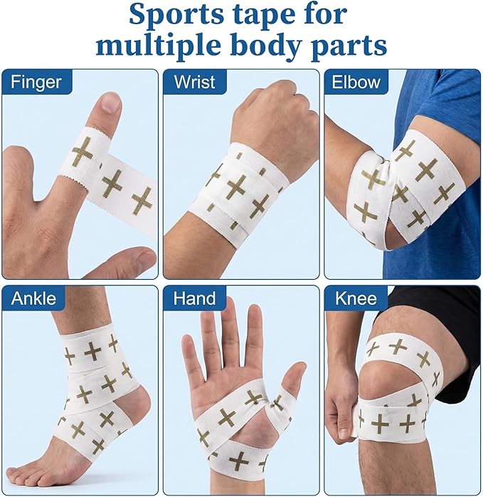 2 Pack Christian Cross Athletic Tapes Sport Religious, White Wrist Tape Baseball Soccer Tennis Wristband 1.5in x 30ft Cotton Easy to Tear Wrist Tape for Ankle Fingers Injury Wrap Gymnastics