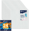Canvas Panels 4x4 Inch 24-Pack, 10 oz Primed 100% Cotton White Blank Small by Artkey