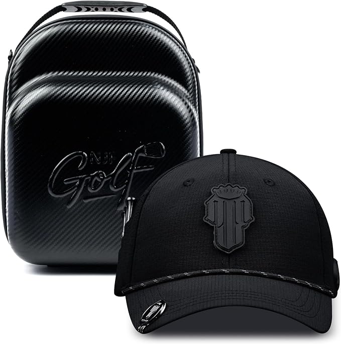NJF Golf Hat Men - Breathable Mens Golf Hats, Adjustable Rope Hook and Loop Style Cap, Convenient Cap with Tee Holder
