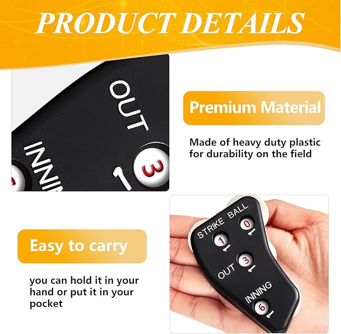 Deekin 4 Wheel Baseball Umpire Clicker Black Indicator Gear Practical Baseball Counter Clicker for Scorekeeper Recording Outs Innings Balls Softball Referee Equipment