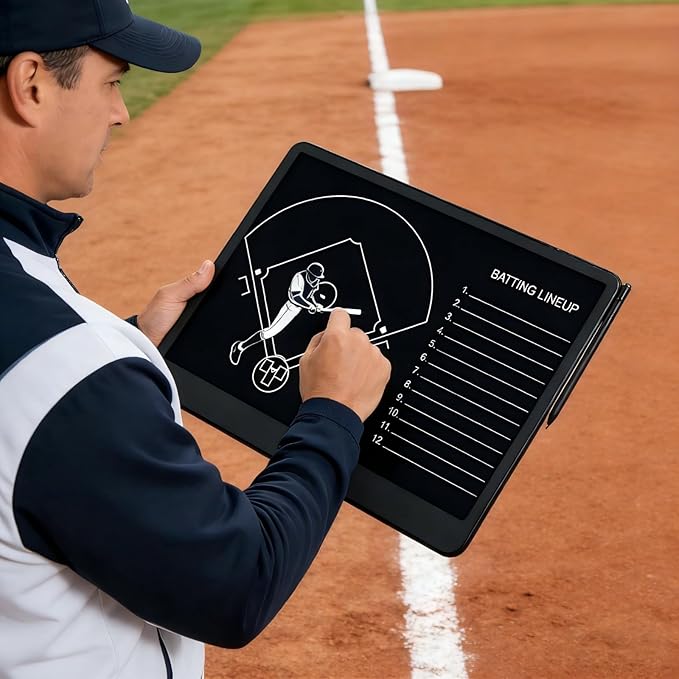 Baseball Coaching Board– 16" Softball Lineup Board,Electronic Coach Lineup Board, Premium Tactical Baseball Coach Clipboard,Dugout Display Softball Coaching Accessories，Youth School Team Equipment