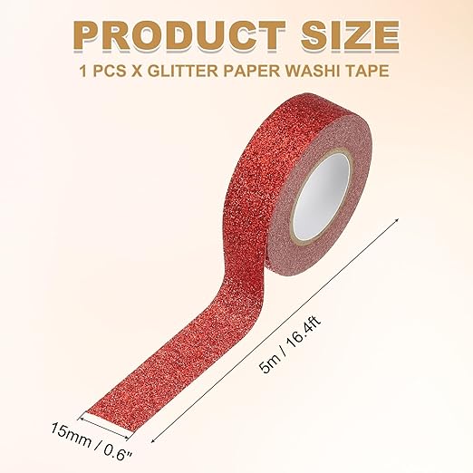 PATIKIL 1 Roll Glitter Paper Washi Tape, 15mm Washi Self-Adhesive Decorative - Image 2
