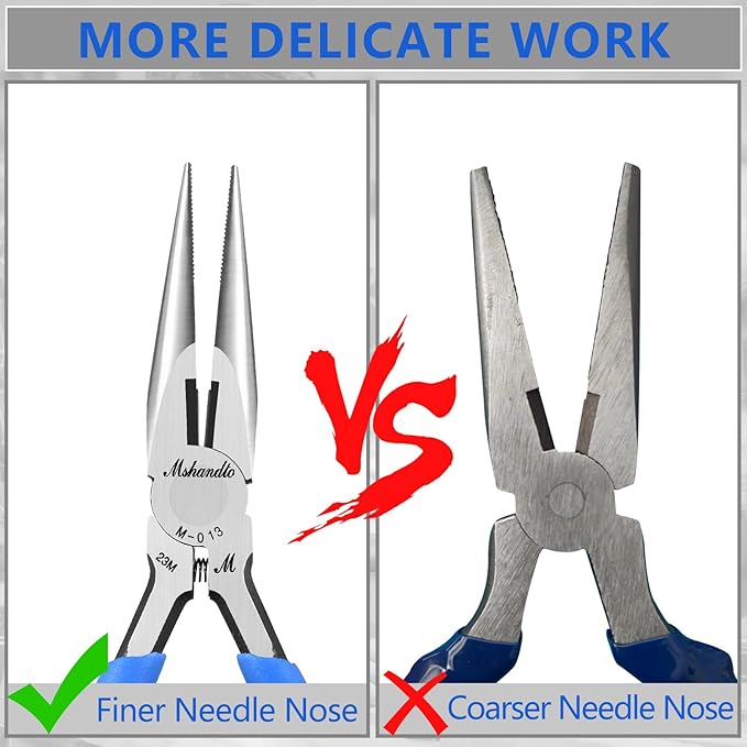 Needle Nose Pliers Set, 2 Pack High Carbon Steel Nose Cutters, Serrated Jaw - Image 2