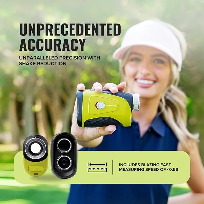 Pro Tour Golf Rangefinder with Slope - Range Finder Golf with Ultra-Strength Magnet - Laser Rangefinder with Slope Technology & Flag Pole Lock Vibration - Golf Range Finder