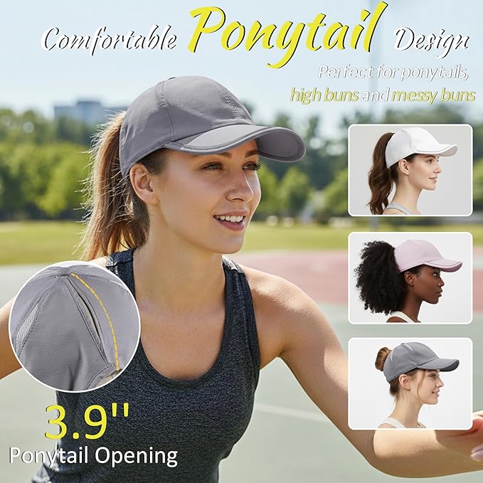 SHINCHIC Womens Ponytail Baseball Cap UPF50+ Waterproof Golf Hat High Bun Pony Cap Breathable Dad Hat for Outdoor