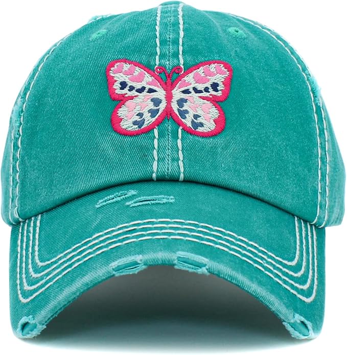 Funky Junque Distressed Vintage Baseball Cap - Embroidered Patch Women's Hat - Holiday, Lifestyle & Patriotic Designs