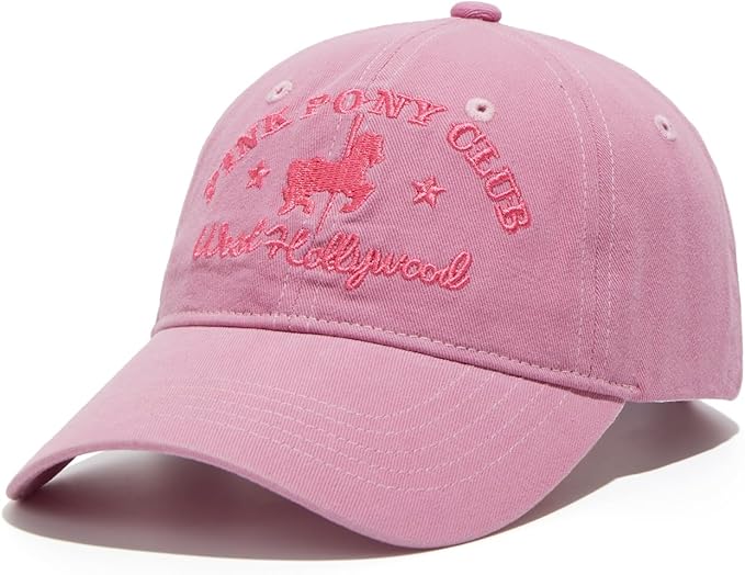 Pink Pony Club Embroidered Trucker Hat Women Baseball Cap Adjustable Cotton dad hat.