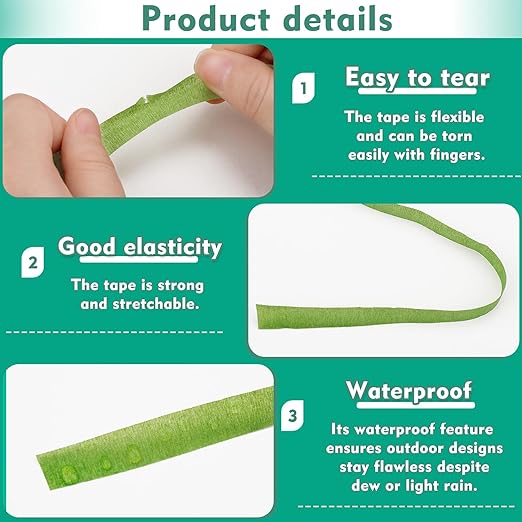 Flower Tape, Floral Tape for Bouquets, 1/2inch Green Flower Tape for Bouquet - Image 3