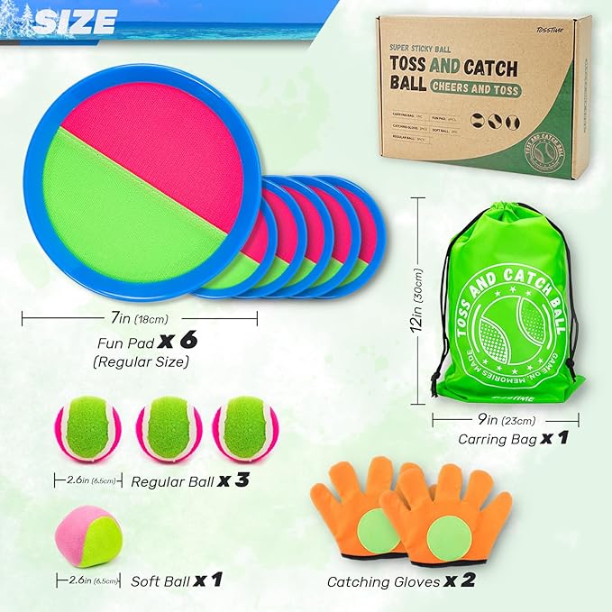Toss and Catch Ball Set, Outdoor Games, Beach/Backyard/Lawn Games, Paddle Ball - Image 5