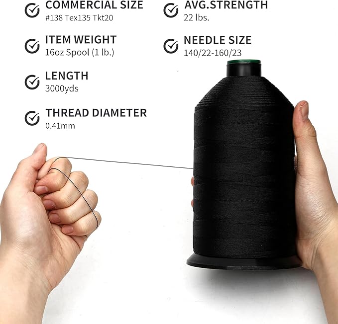 Extra Strong Bonded Nylon Thread #138 Tex135 – 16 OZ, Versatile Stitching - Image 3