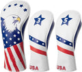 Fitense Golf Head Covers, 3 Pack Golf Club Head Covers USA Stars and Stripes, Velour Lined for Extra Club Protection, Designed to Fit All Woods and Drivers Velour Lined