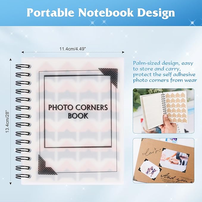 GOONAVI 10 Sheets 240 PCS Shiny Silver Acid-Free Photo Corners Notebook - Image 3