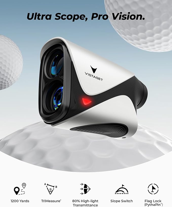 Golf Range Finder 1200 Yards, 7X Magnification, TriMeasure, Rangefinder with Slope On/Off, Flag Lock Vibration, Range Finder Golf Magnetic, USB-C Rechargeable