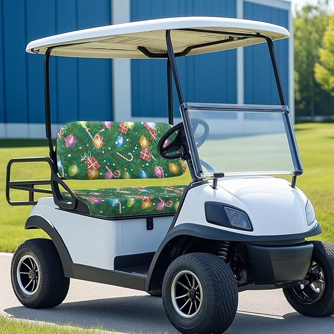 Yewatlles Purple Retro Halloween Bats Golf Cart Seat Cover Set Fashion Printed for Club Car Small Breathable Bench Seat Covers, Washable Polyester Cloth Without Logo