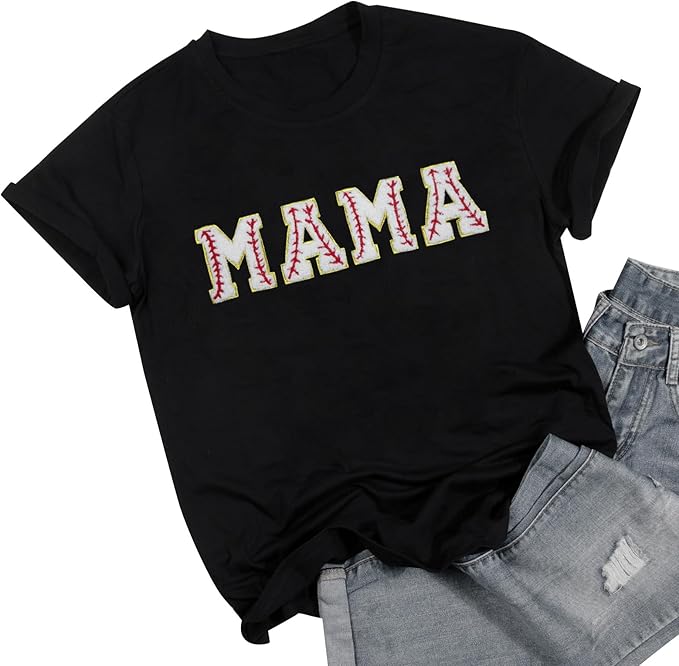 Baseball Mom Shirt Women Baseball Shirt Oversized Chenille Game Day Tops Sports Fan Gift Clothes
