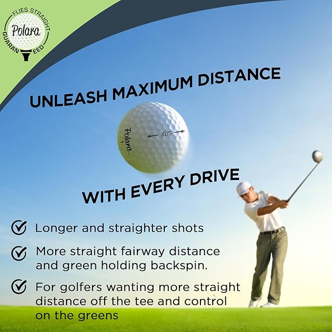 Polara Self-Correcting Golf Balls – High-Performance Golf Balls with Soft Feel, Anti-Slice & Hook Correction, Exceeds USGA Limits, Dimple Design for Maximum Distance, Golf Accessories for Men & Women