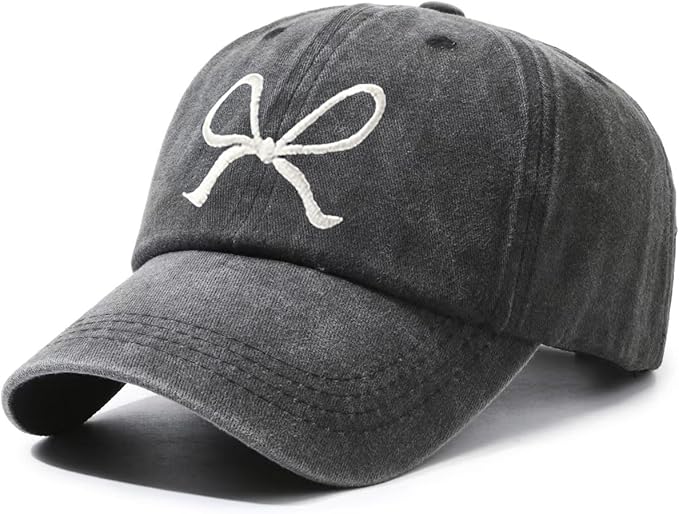 Trendy Bow-Tie Baseball Cap for Women and Men Trucker Hats Y2k Adjustable Fashion Sun Hat with Visor for Hiking & Travel