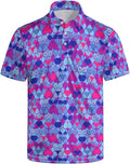 HUURAY Funny Golf Polos for Men Funny Print Short Sleeve Shirts Quick Dry Polo Shirts Hawaiian Shirt Performance Golf Outfits