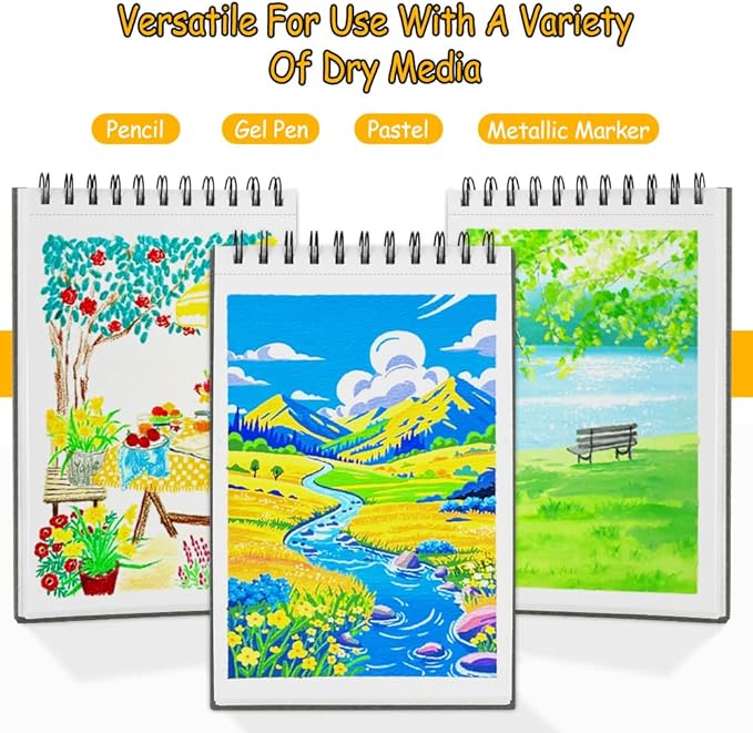8.3x5.8 Sketch Book, Top Spiral Bound Sketch Pad, 60sheets 92lb/150gsm Bright - Image 3
